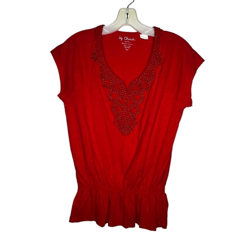 By Chico's Beaded Red‎ Top